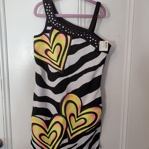 Girls Size 8 Justice Zebra Print and Hearts Dress